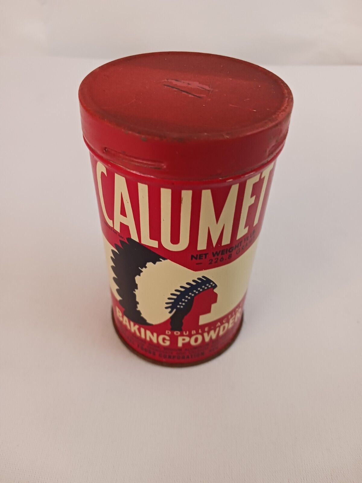 Mid-Century Vintage CALUMET BAKING POWDER ½ lb. Red Tin 