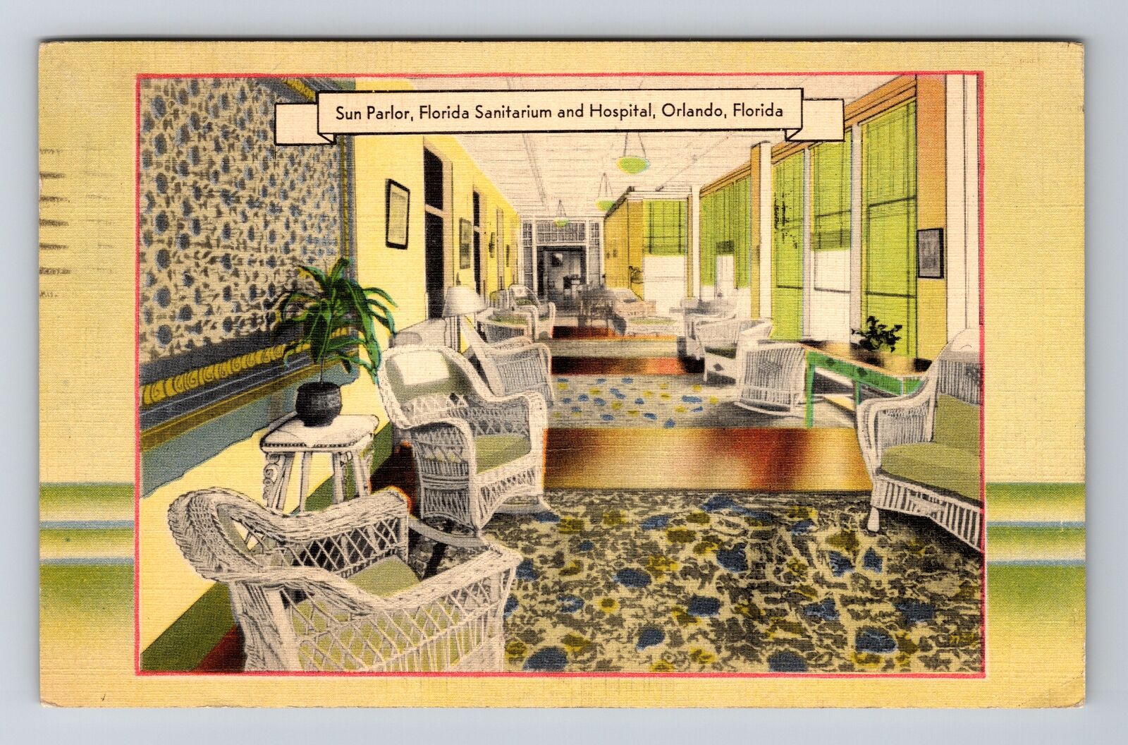 Orlando FL-Florida, Sun Parlor, FL Sanitarium & Hospital, Vintage Postcard