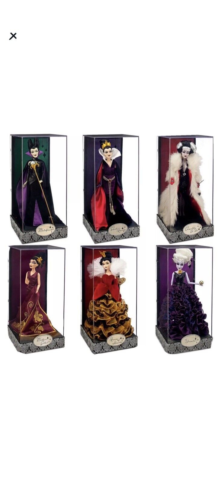 Disney Villains Designer Dolls Complete Set of 6