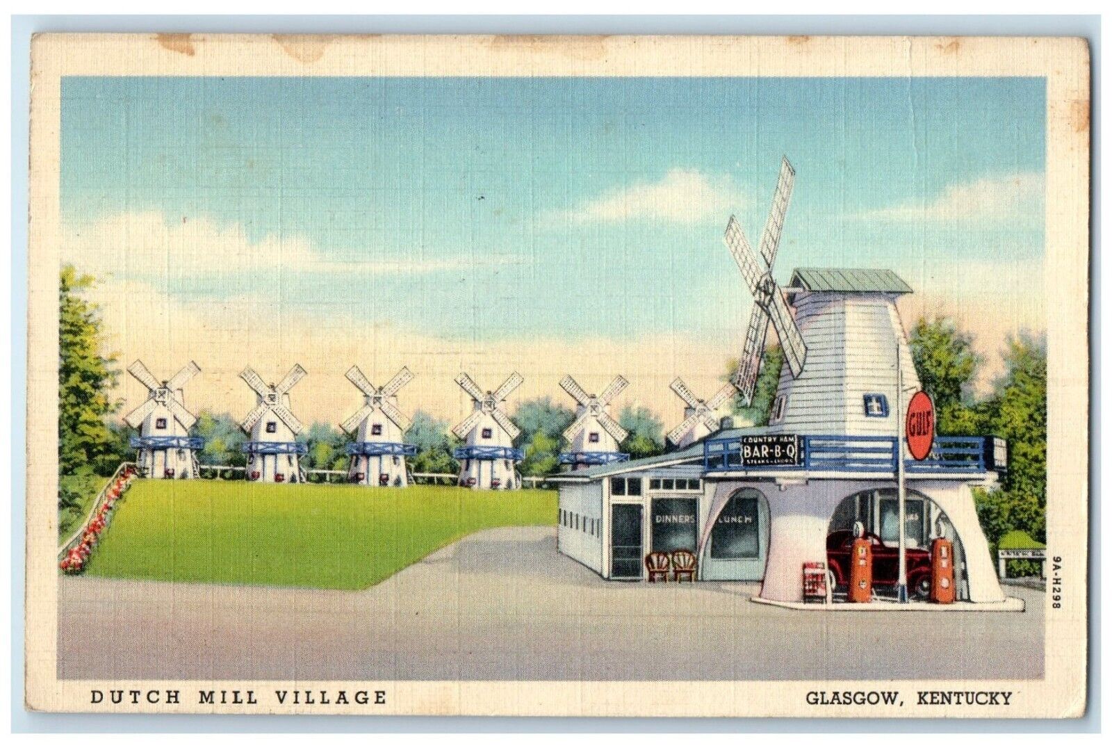 1939 Exterior View Dutch Mill Village Restaurant Glasgow Kentucky KY Postcard