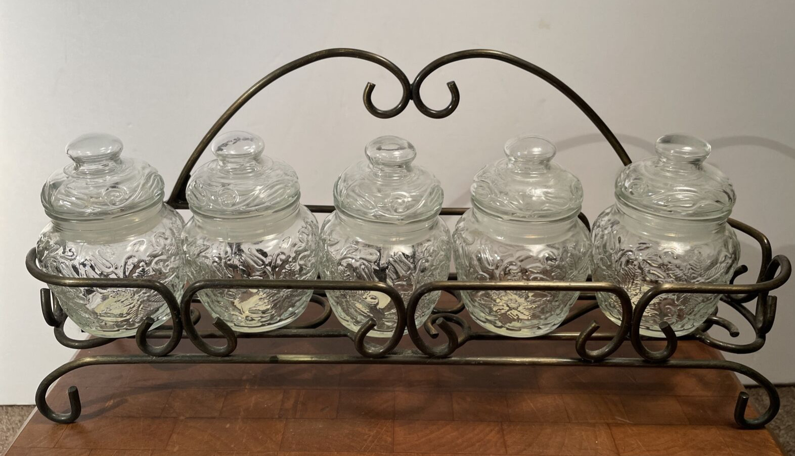 Princess House Fantasia Spice Rack Stand With 5 Spice Jars And Lids Crystal