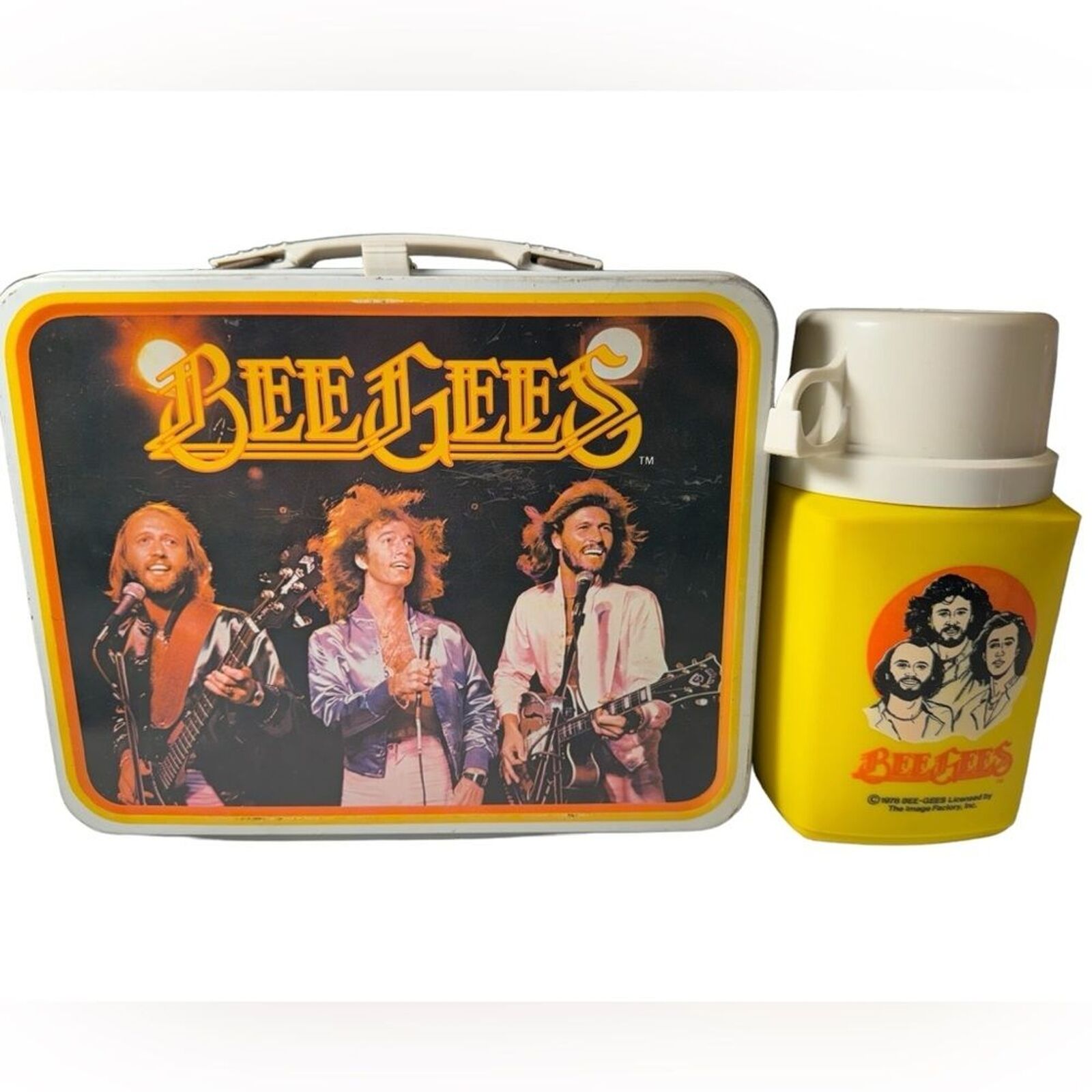 Vintage 1978 Bee Gees Pop Music Metal Lunchbox & Thermos MINTY Disco
