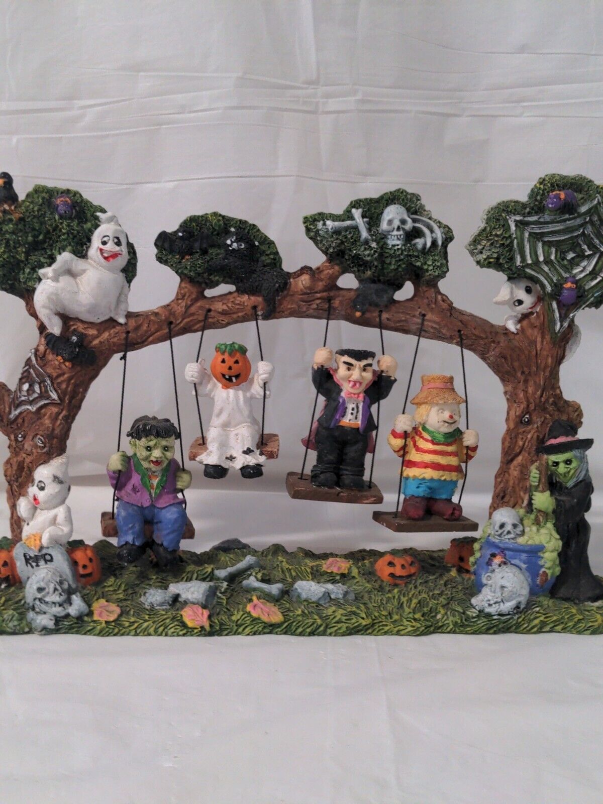 Halloween Themed With Monsters On Swing Sculpture Desin Large 