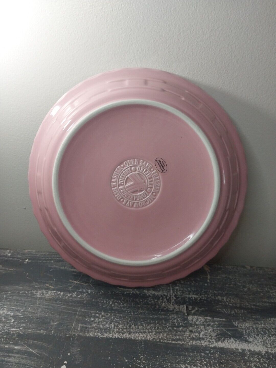 Longaberger Pottery Woven Traditions PINK Pie Plate EXCELLENT