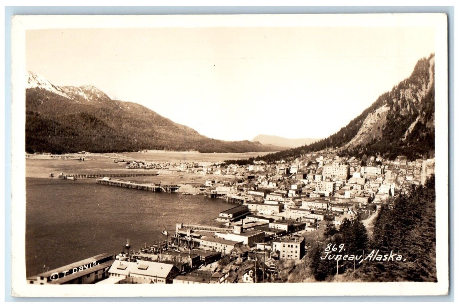 1940 Birds Eye View Of Juneau Alaska AK Posted Vintage RPPC Photo Postcard