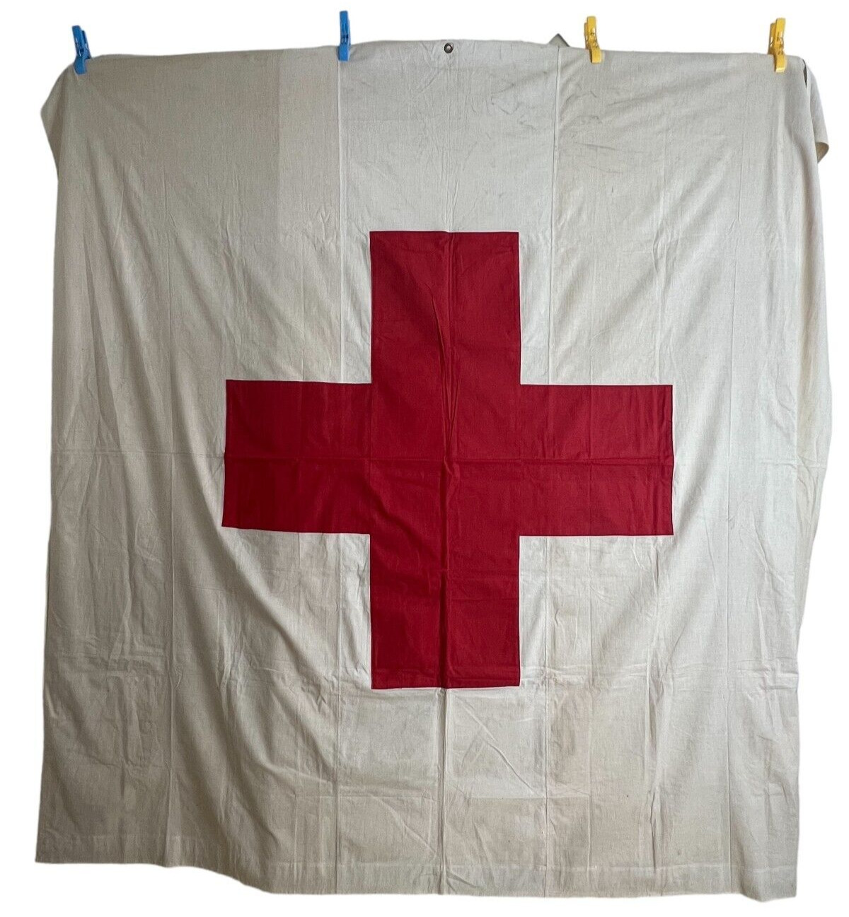 WWII US Red Cross Flag Linen Original Large 78