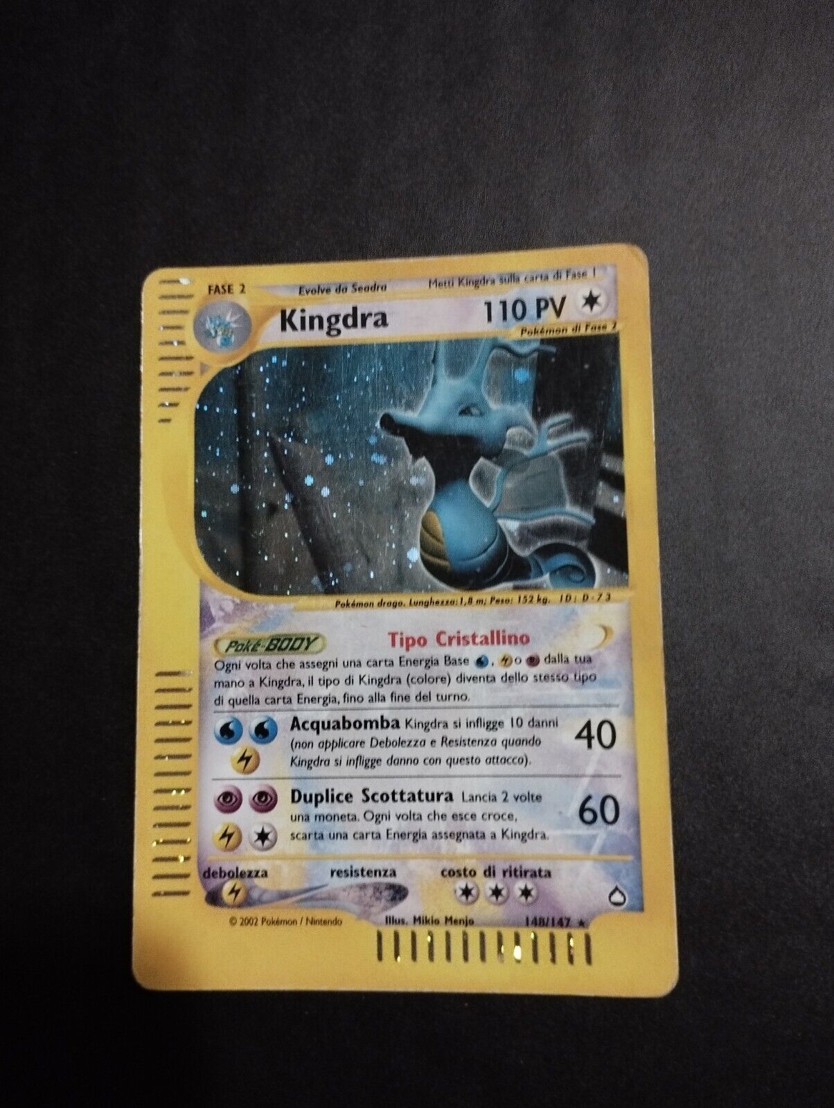 Kingdra 148/147 Rare Off Series Aquapolis Crystal Holo ITA Pokemon Poor Card