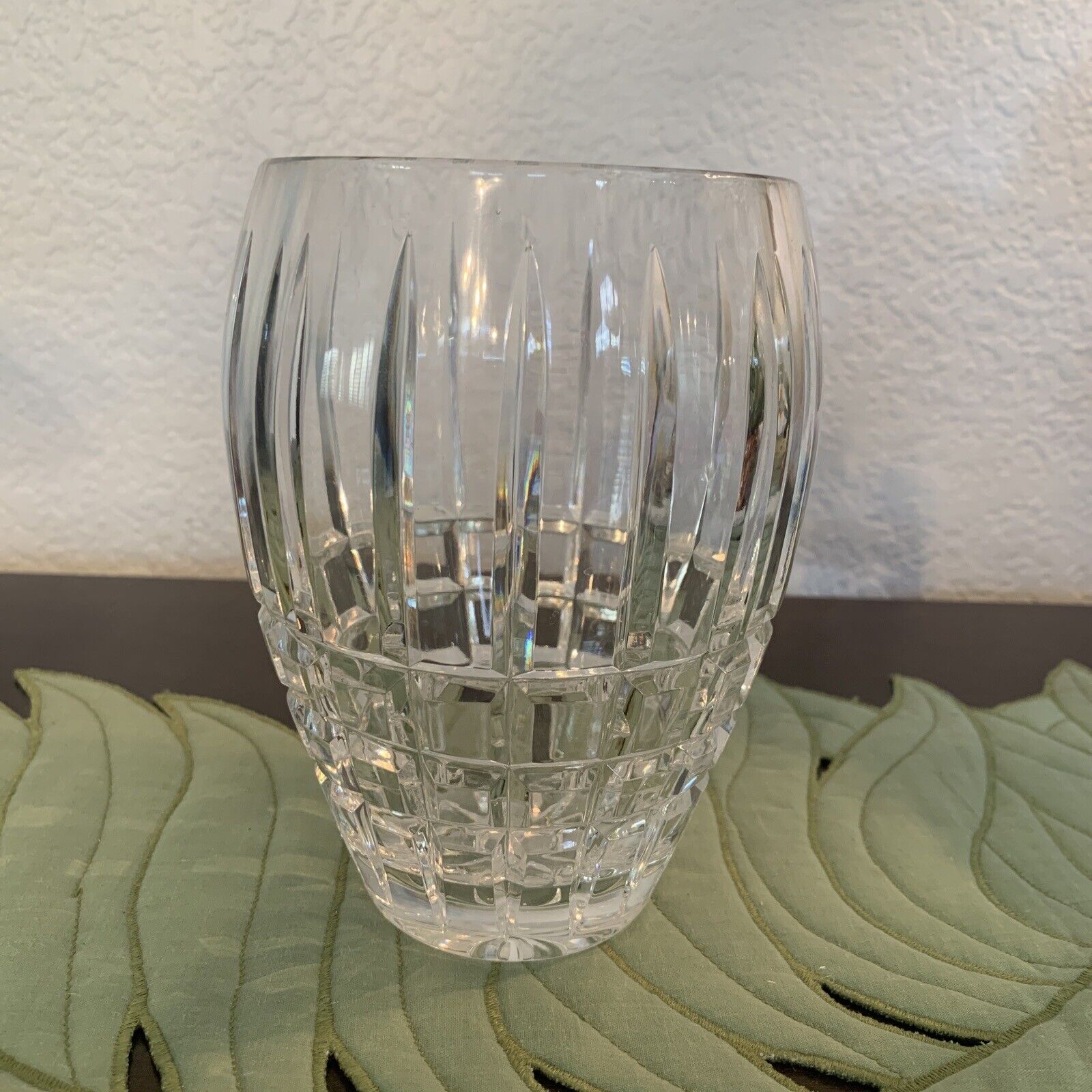CESKA 6” Bohemian Crystal Cut Cylinder Vase Vintage Mint Condition