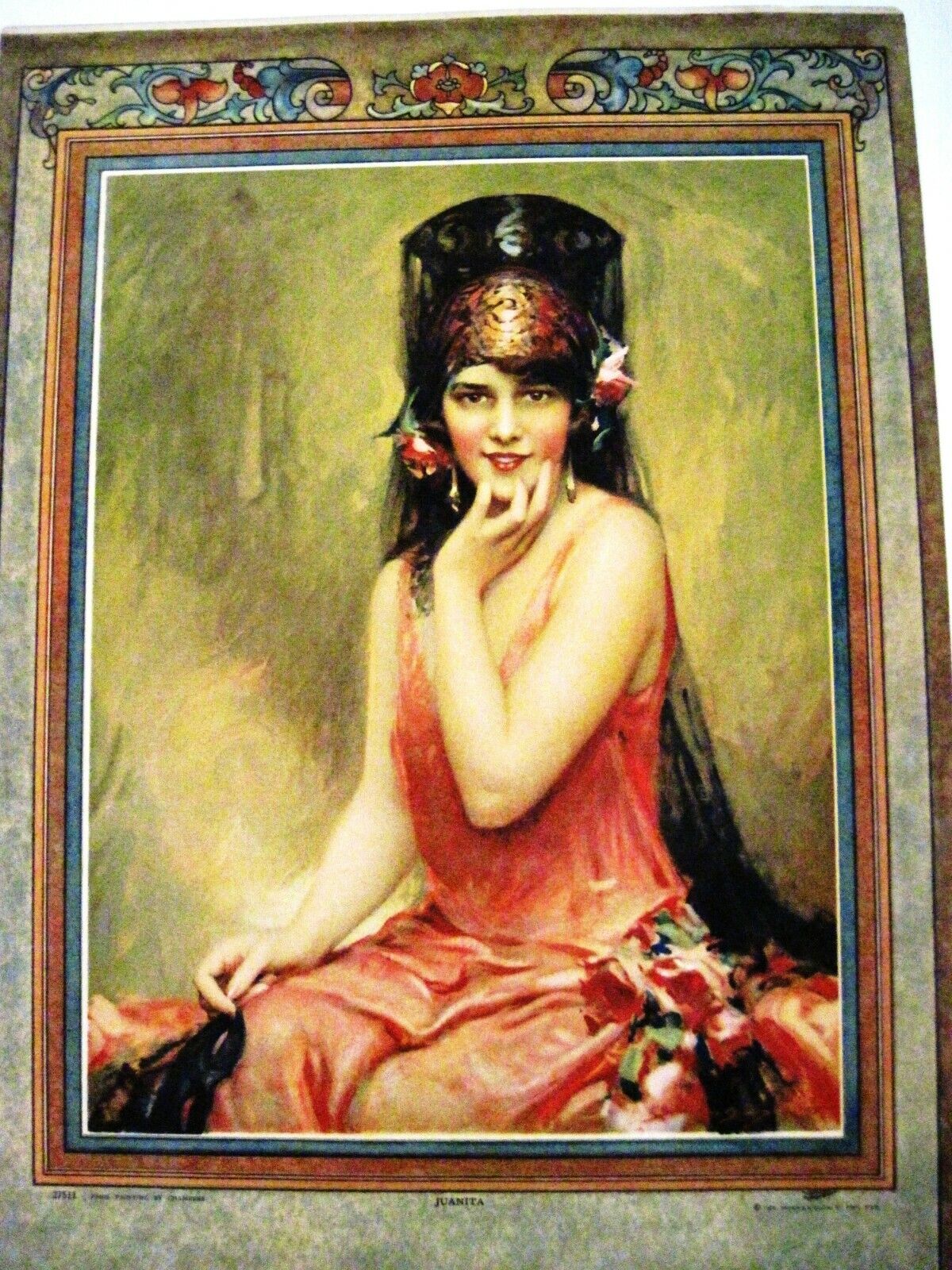Gorgeous 1926 Sample Calendar w/ Spanish Woman Wearing Stunning Mantilla  *