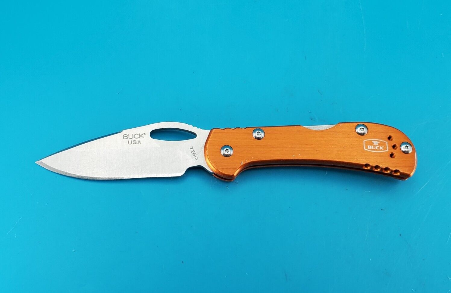 Buck USA 726 Mini Spitfire Orange Plain Edge Lockback Folding Pocket Knife