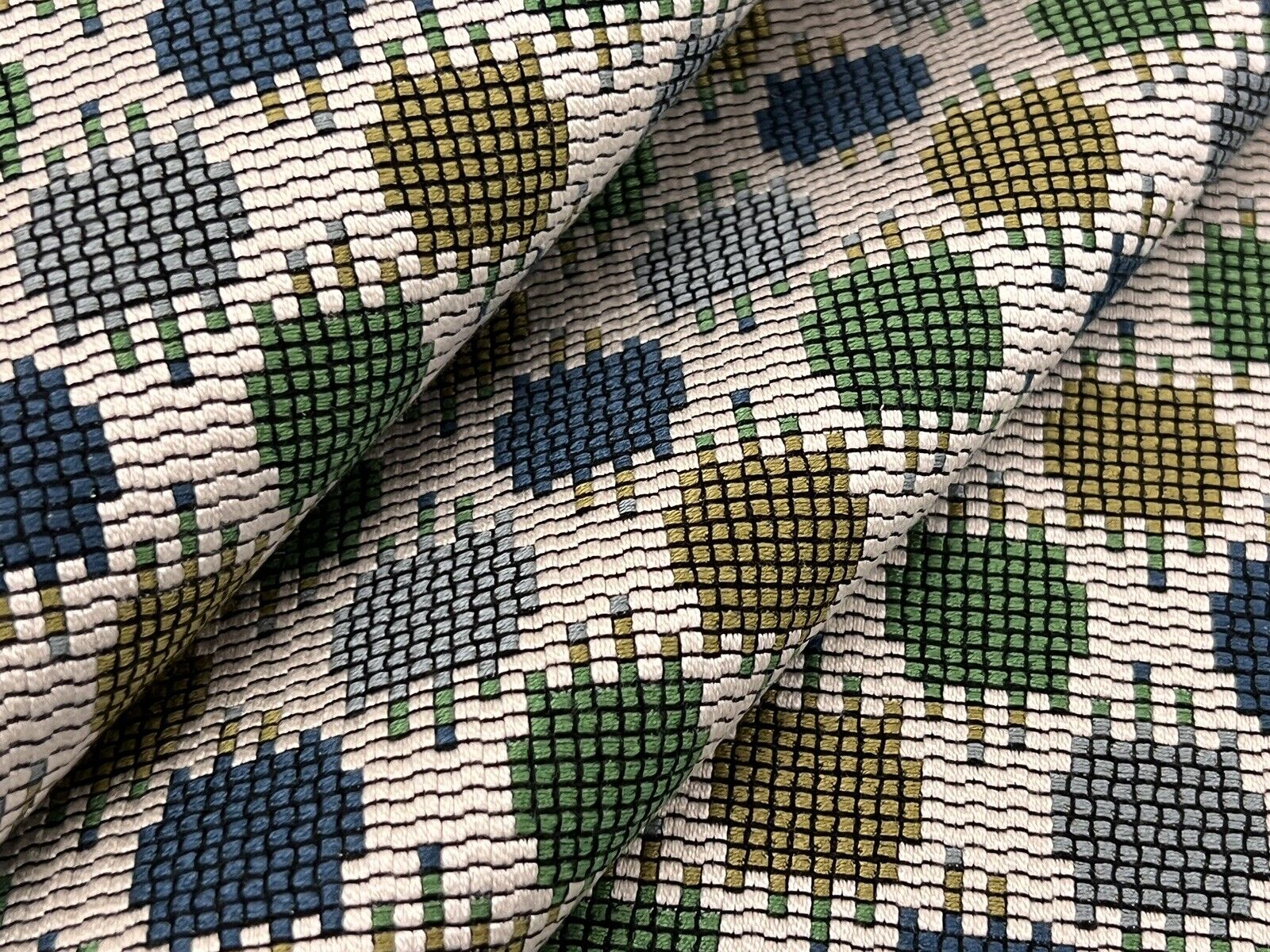 Jane Churchill Geometric Needlepoint Weave Fabric- Ellipse Green 1.2 yd J0172-04