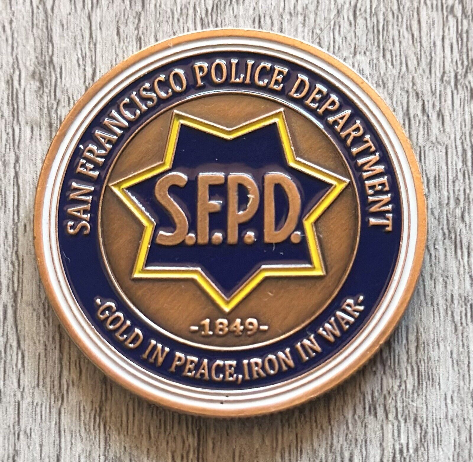San Francisco SFPD POLICE DEPARTMENT Bronzed FINISH Challenge Coin, New