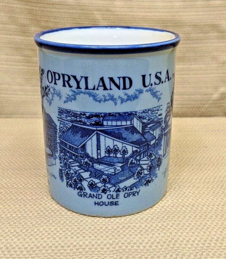 Vintage Opryland USA Blue Coffee Mug Cup Grand Ole Opry Roy Acuff Museum Japan