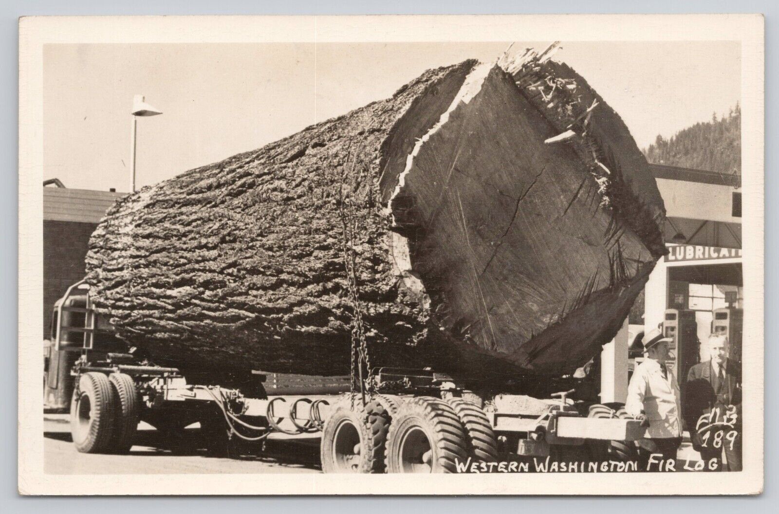 Western Washington Fir Log Men Standing by Semi Trailer Real Photo RPPC Postcard