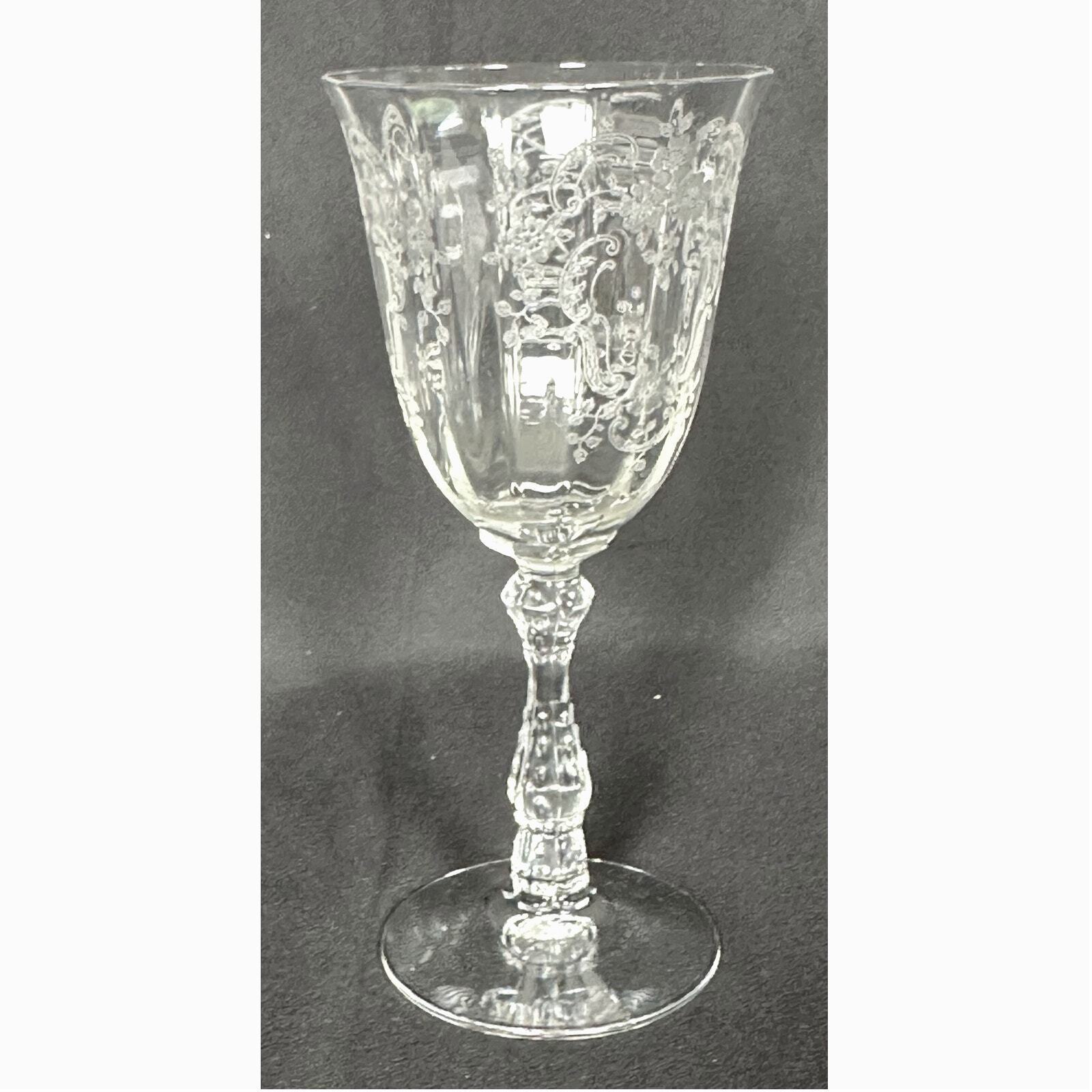 Fostoria Antique Meadow Rose Clear Etch # 328 Water Goblet-7 5/8\