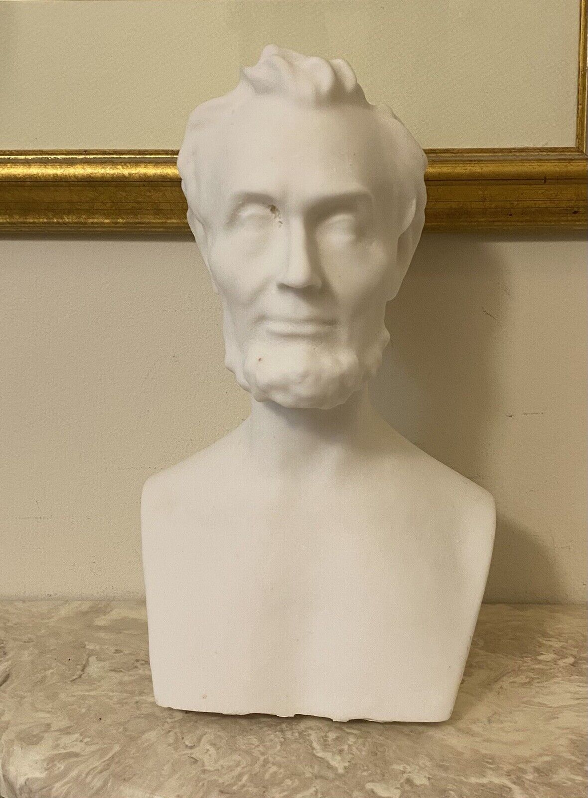 President Abraham Lincoln Bust Statue White Figurine Rugged Surface Heavy 11”