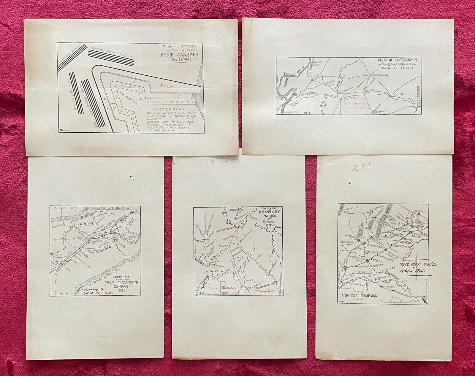 79TH NY VOLUNTEERS CIVIL WAR CAMPAIGN MAPS - PLAN OF ATTACK FT. SANDERS & OTHERS