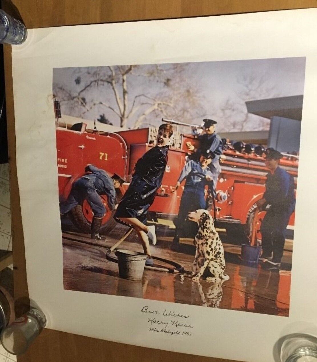 Vintage Rheingold Beer Poster Miss Rheingold Kathy Kersh 1962 Firemen Dalmatian