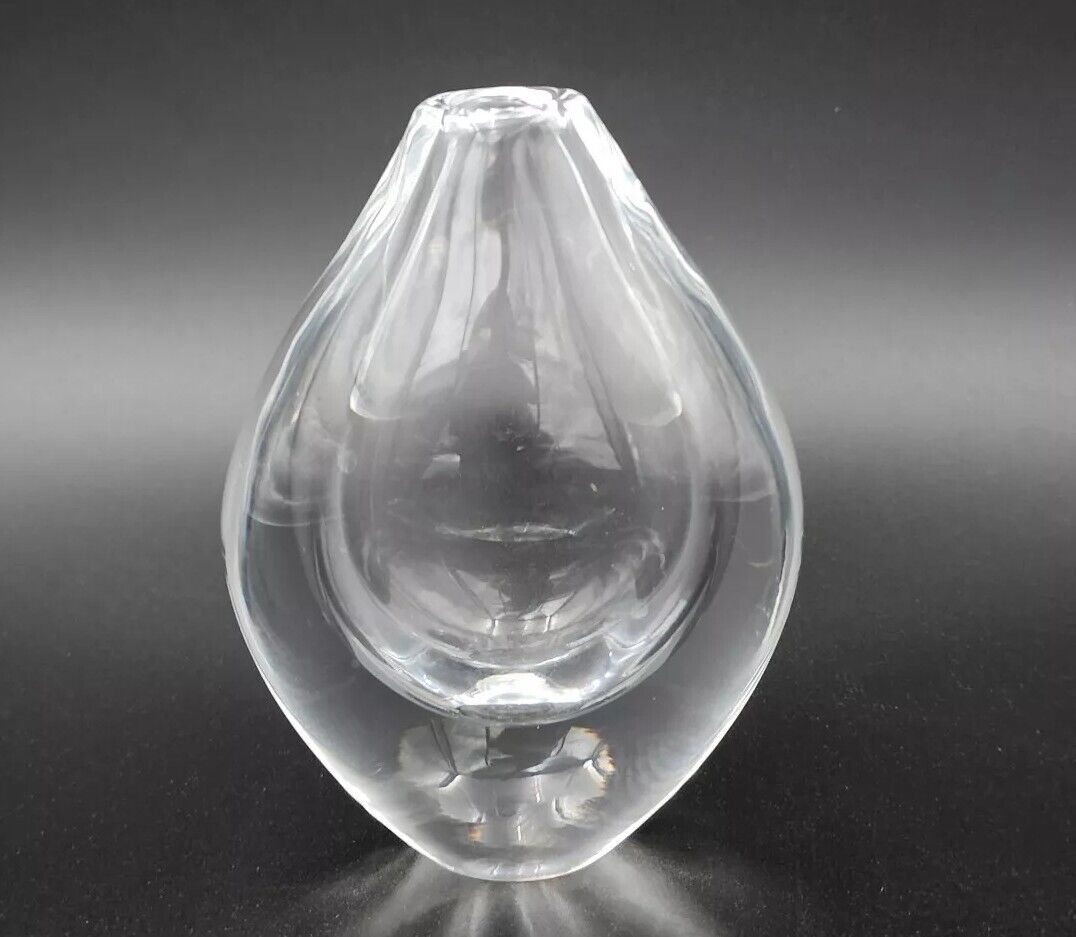 Vintage Mid-Century Modern Orrefors Crystal Vase Sven Palmquist Teardrop Signed