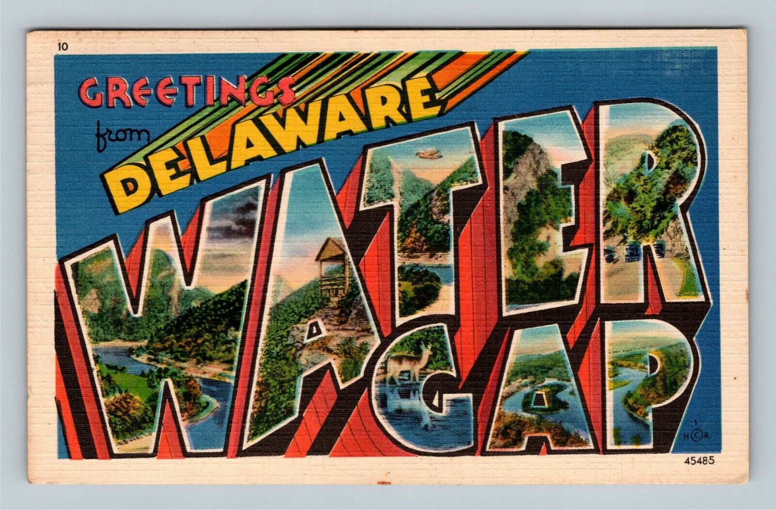 LARGE LETTER Greetings, Delaware Water Gap National Park Vintagec1952 Postcard  