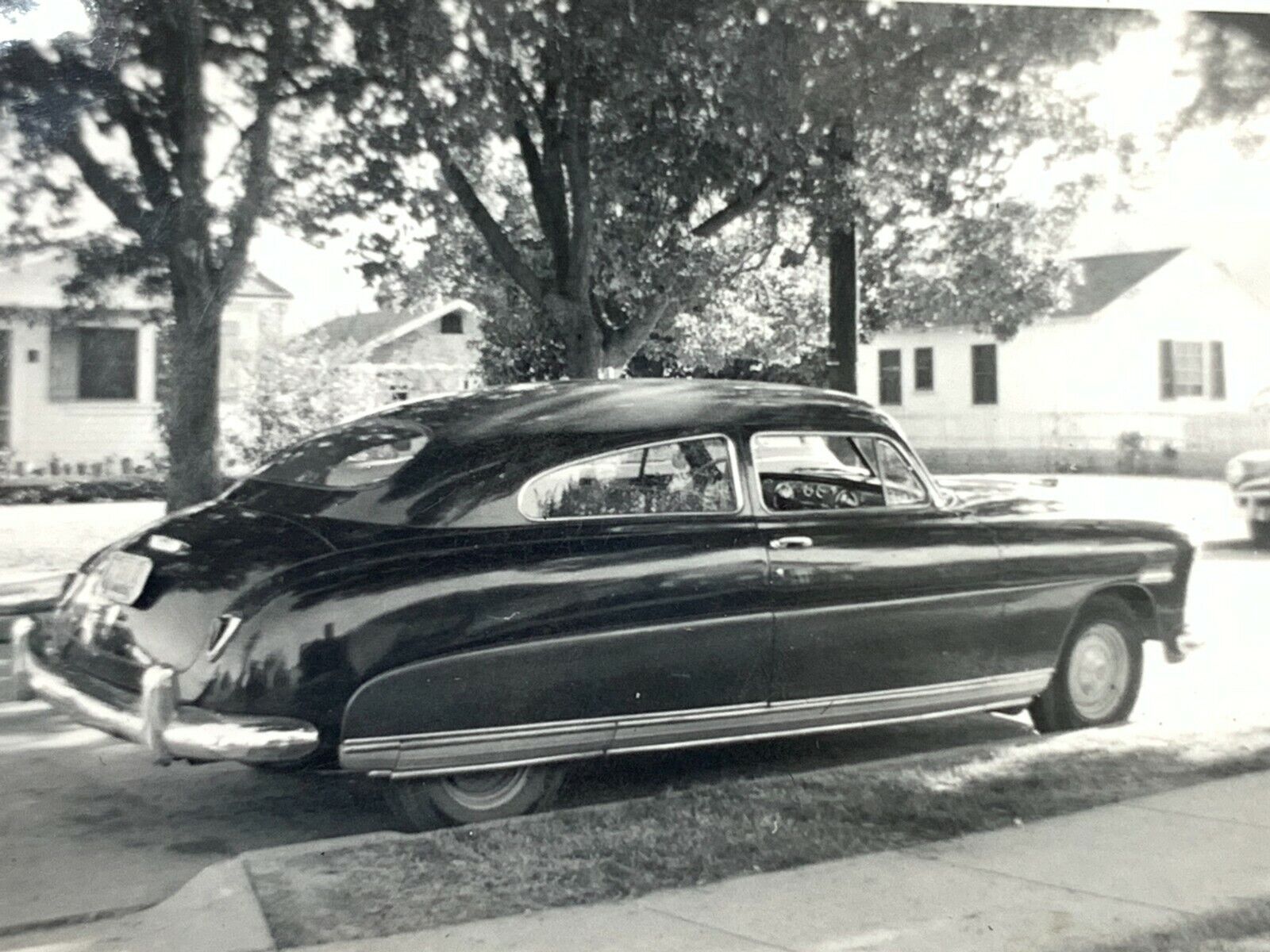 (AmI) FOUND Photo Photograph Snapshot 1953 Hudson Old Car Artistic 1950\'s  B&W