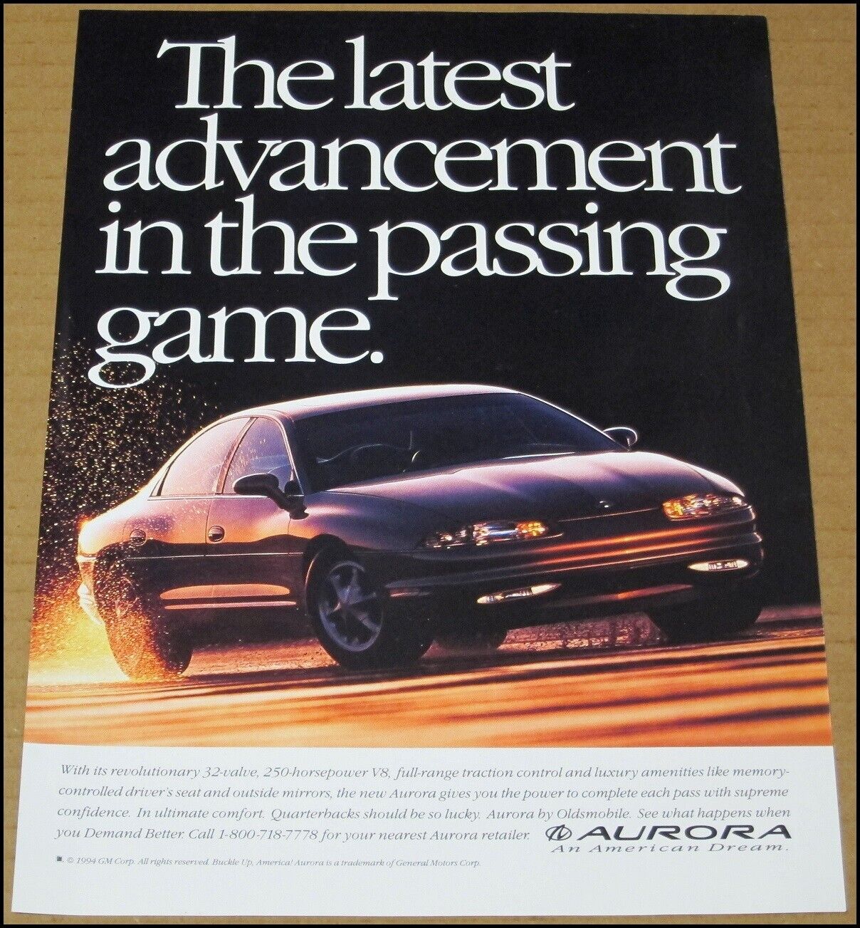 1995 Oldsmobile Aurora Print Ad 1994 Car Automobile Advertisement Vintage GM