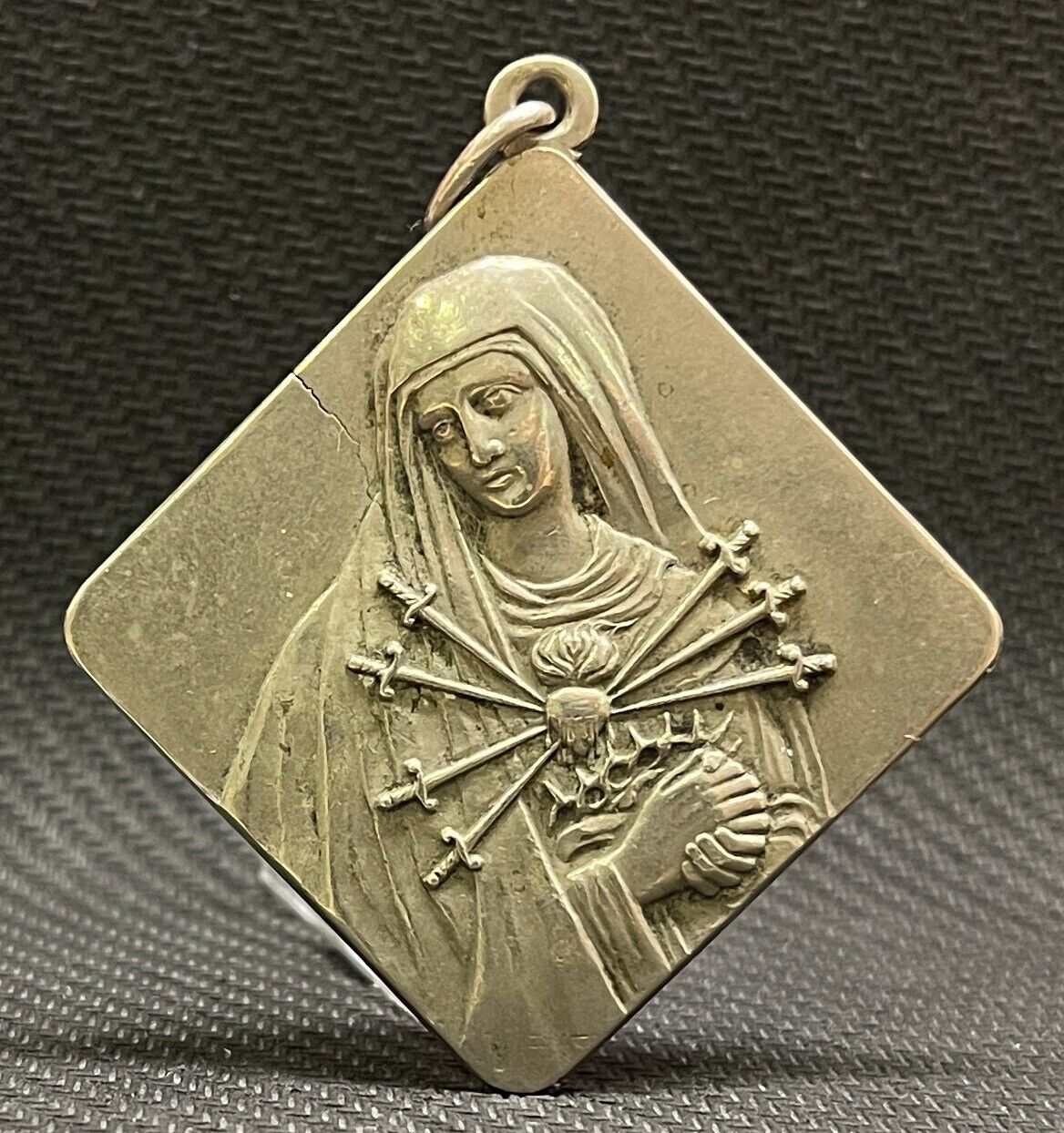 ARABIC 1900´ ANTIQUE OUR LADY OF SORROW SACRED HEART GORGEOUS MEDAL 18.2 GRAMS
