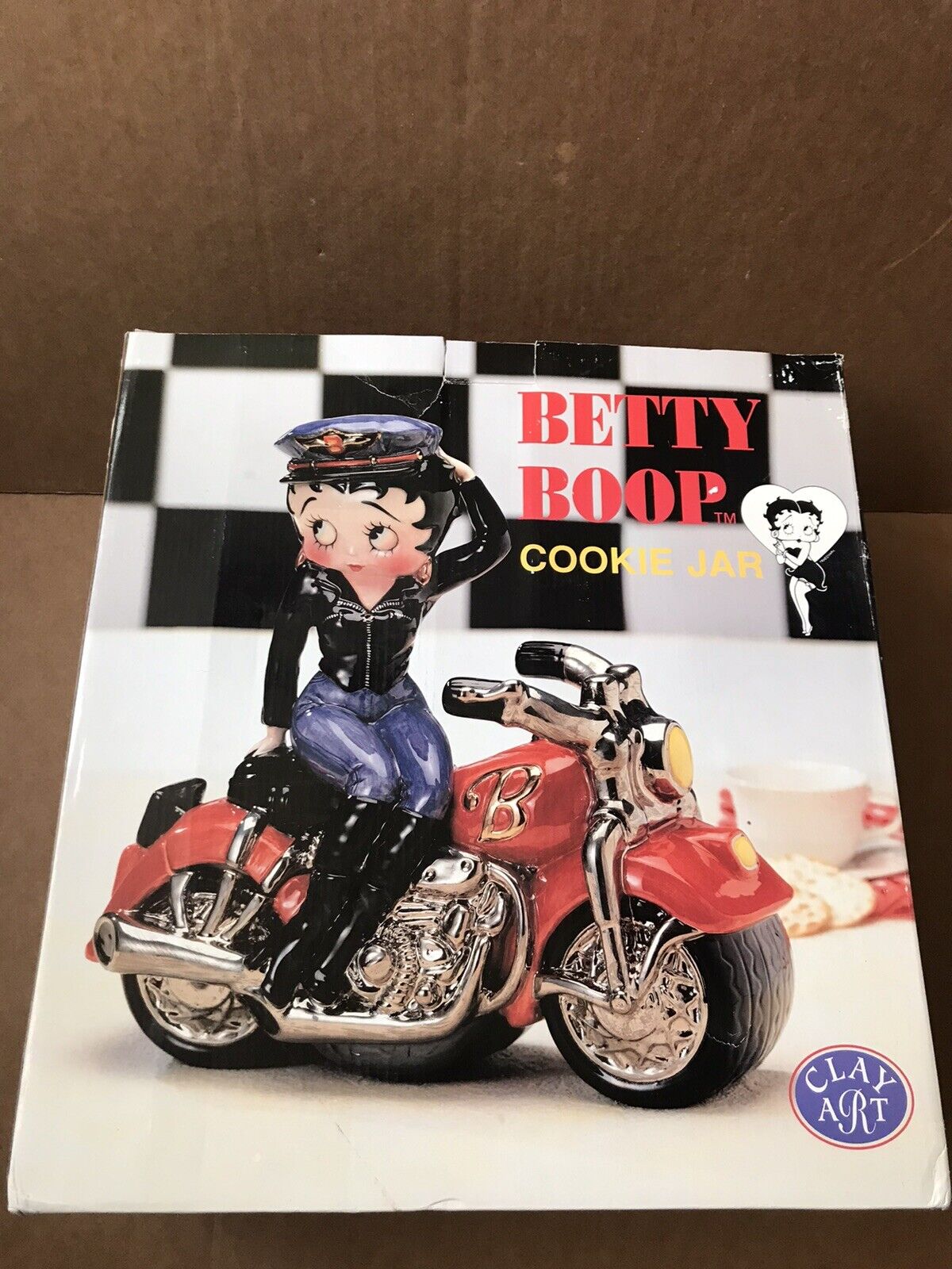 Betty Boop On Motorcycle Ceramic Cookie Jar Vintage Hand Painted