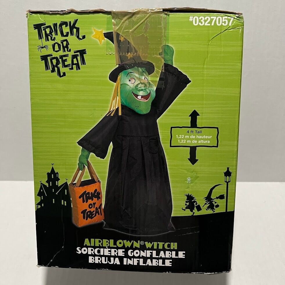 2010 Gemmy Airblown Inflatable Witch 4 ft Tall Tested Works Trick or Treat