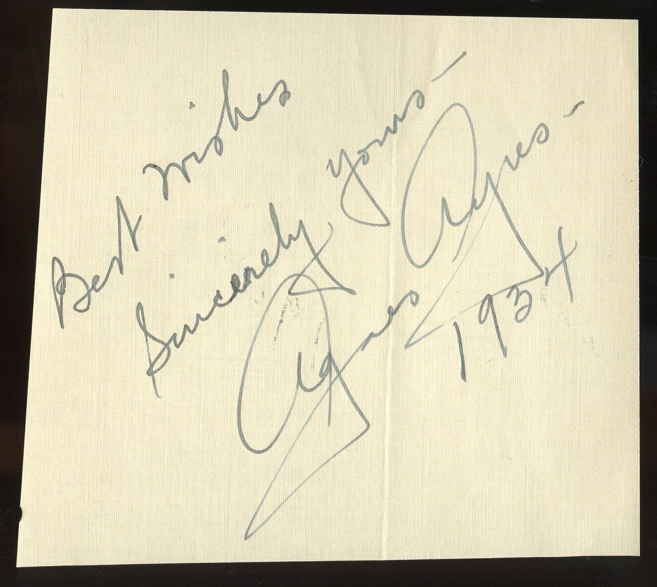 Agnes Ayres d1940 signed autograph 4x4 Cut Actress Lady Diana Mayo in The Sheik
