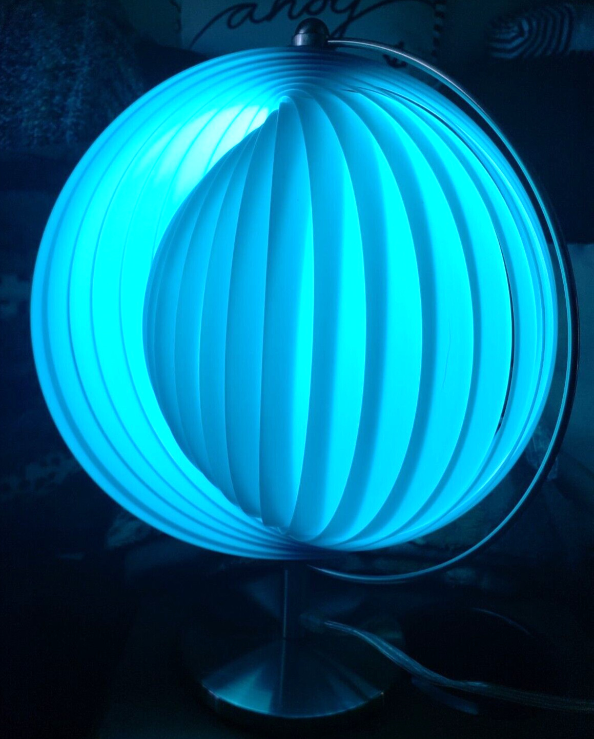 VINTAGE Moon Table Lamp - BLUE -  Verner Panton style Kare design, STUNNING