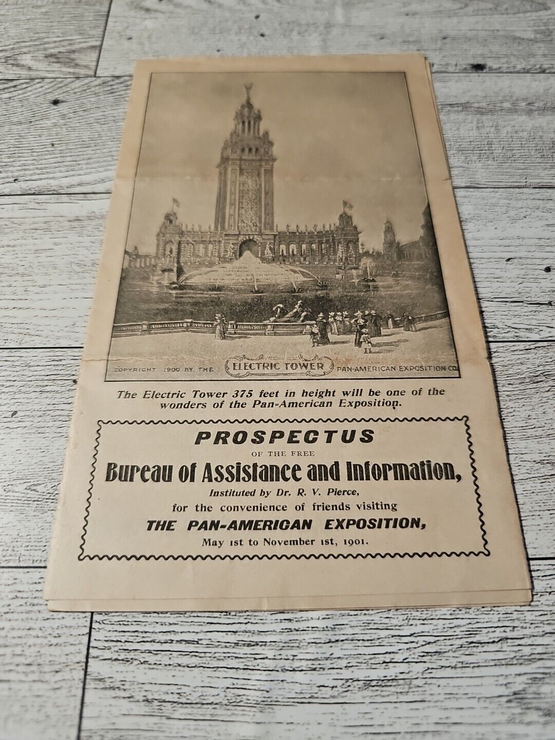 Rare 1901 EXPOSITION Buffalo New York ELECTRIC TOWER Brochure w Street MAP