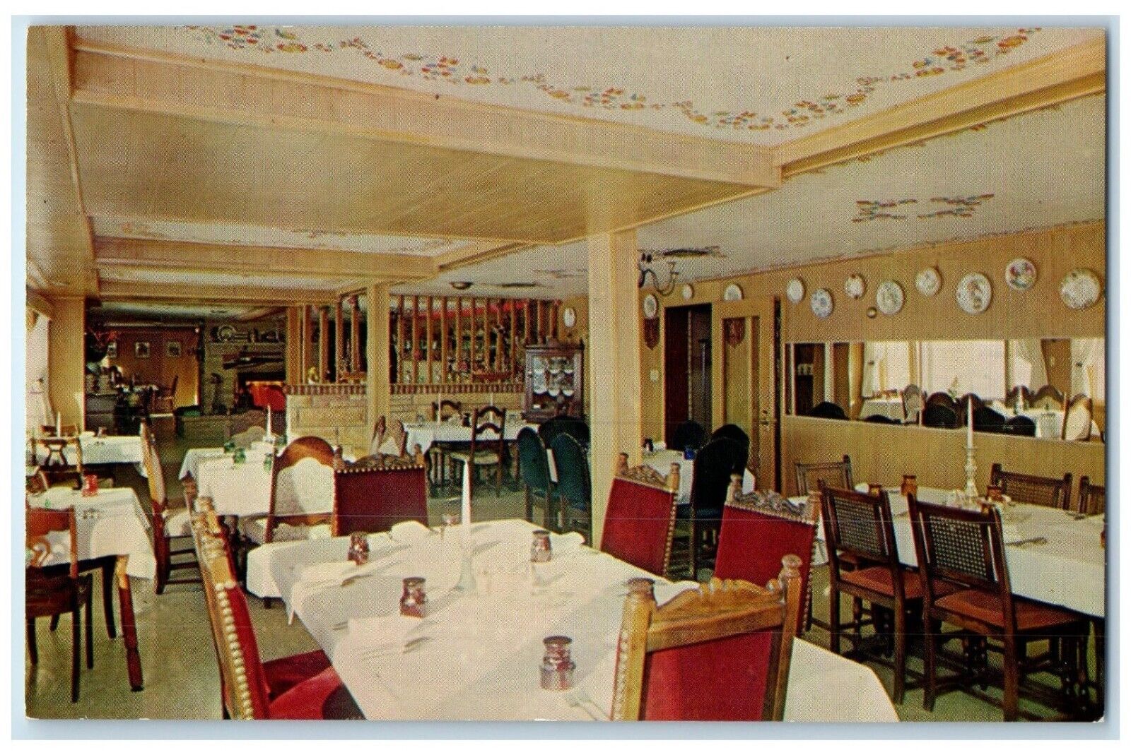 c1960 Bohemia Restaurant Motel Golden Roast Duck Modern Motel Illinois Postcard