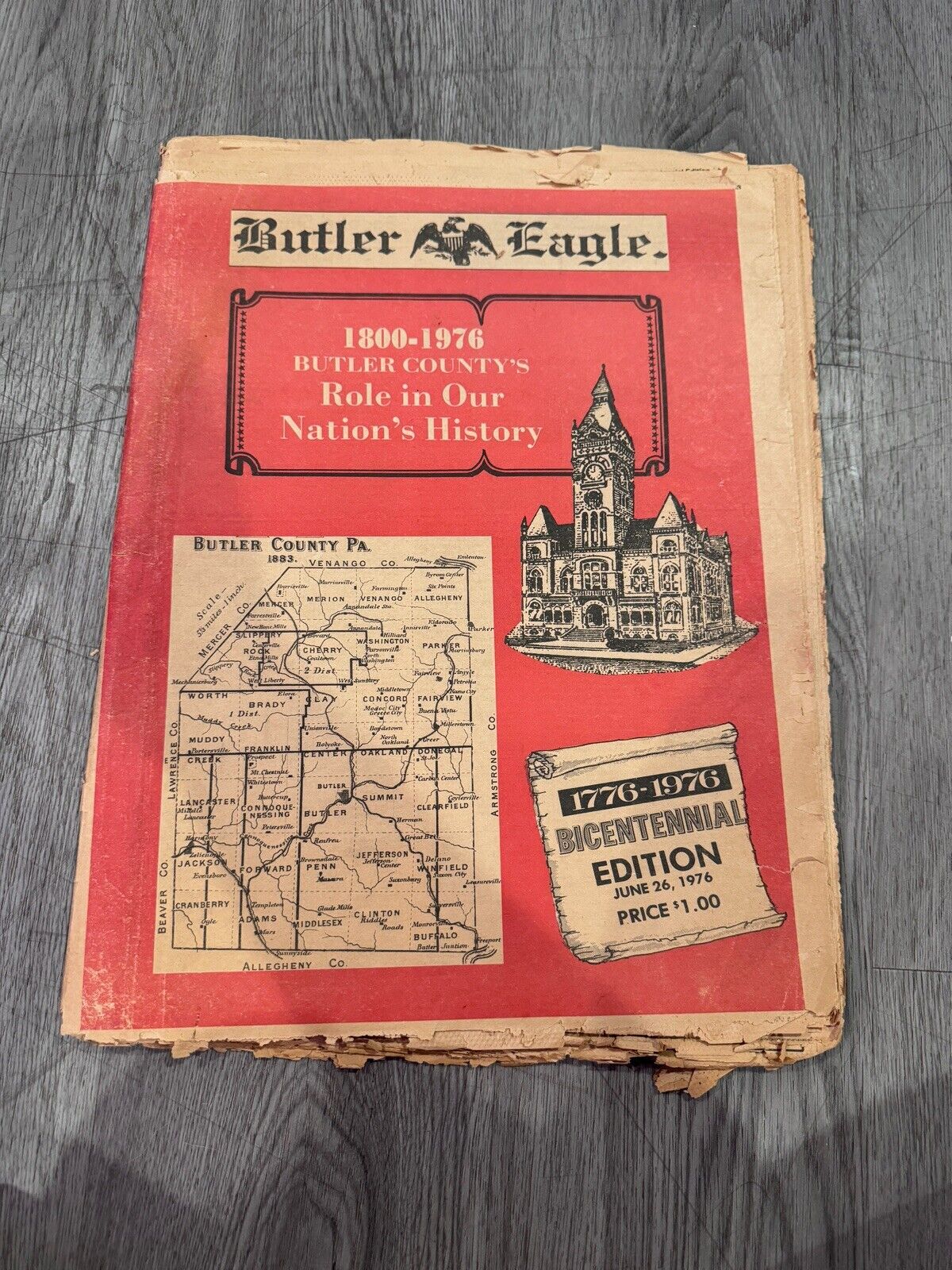 Vintage 1976 Butler Eagle Bicentennial Edition Newspaper Butler, Pennsylvania 