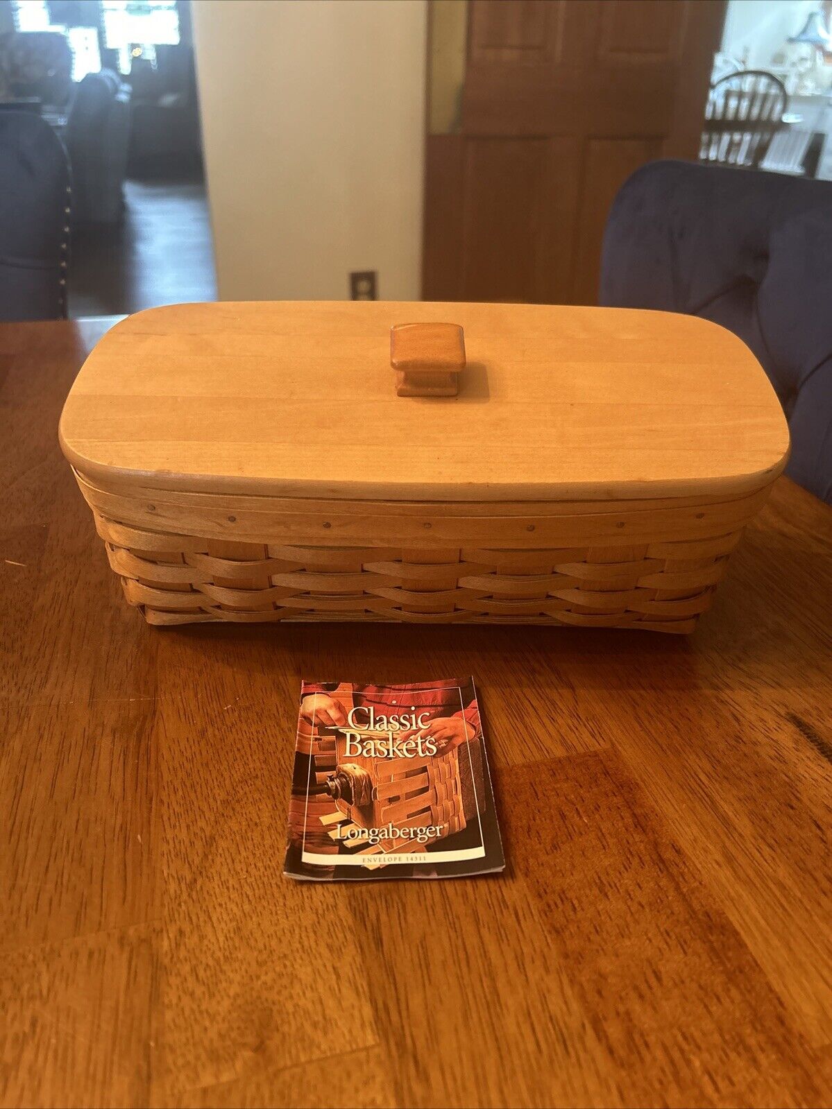 Longaberger 2000 Envelope Basket, Protector & Wooden Lid ⭐️⭐️see Description