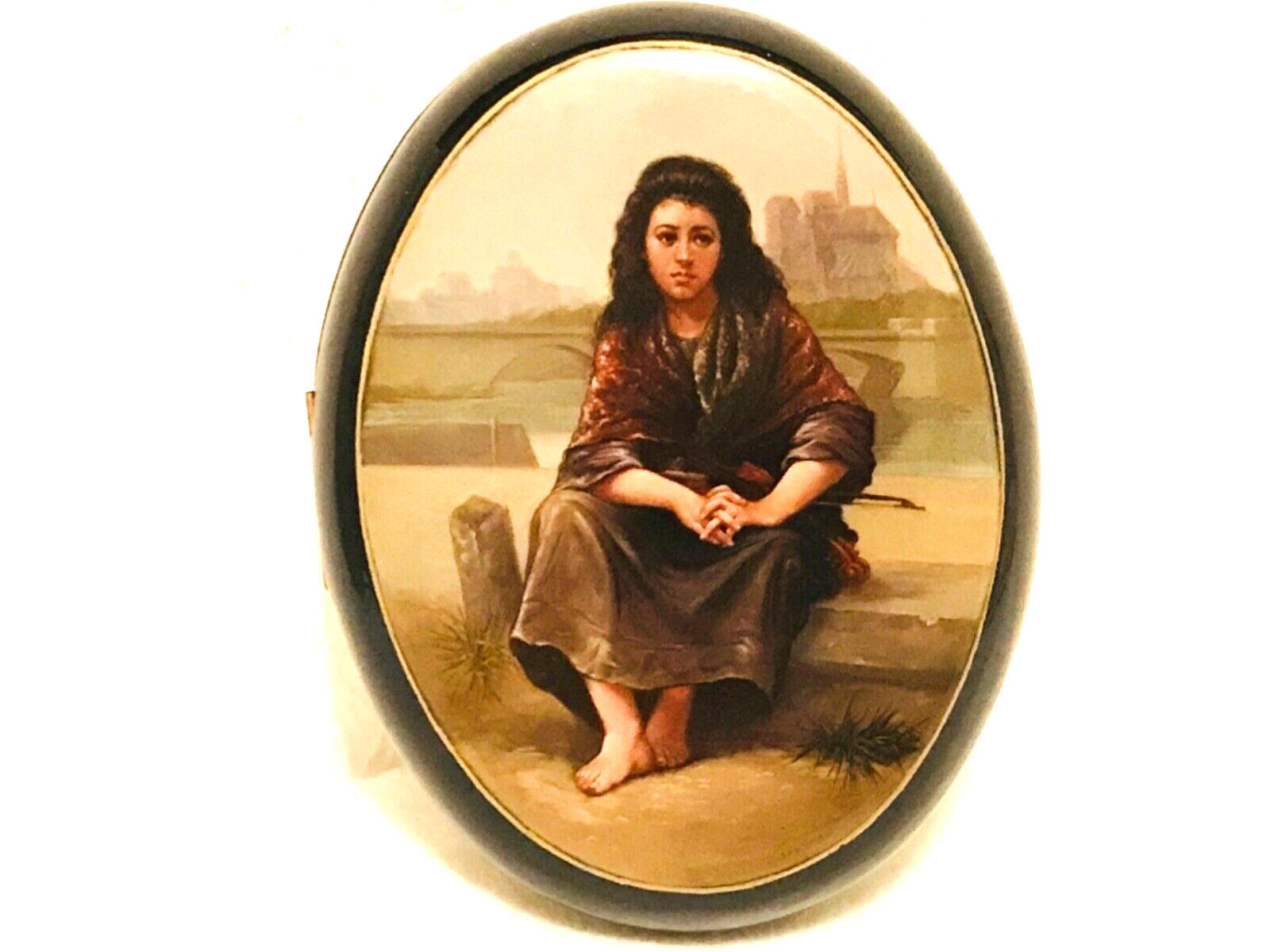 🔥EXQUISITE 1890 Bohemian William-Adolphe Bouguereau hand painted lacquer box🔥