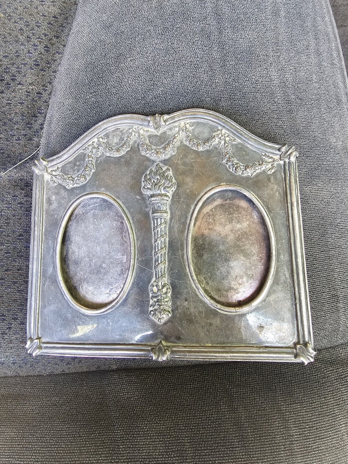 Vintage Silver Double Picture Frame