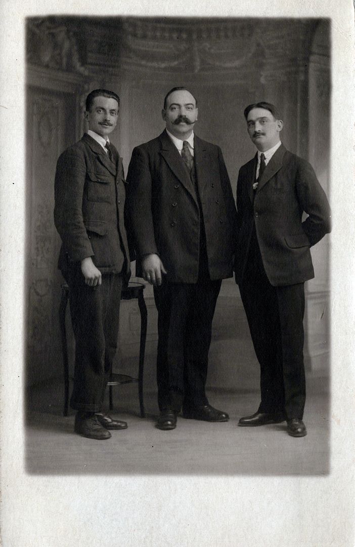 Three Men With Mustaches Real Photo Postcard rppc