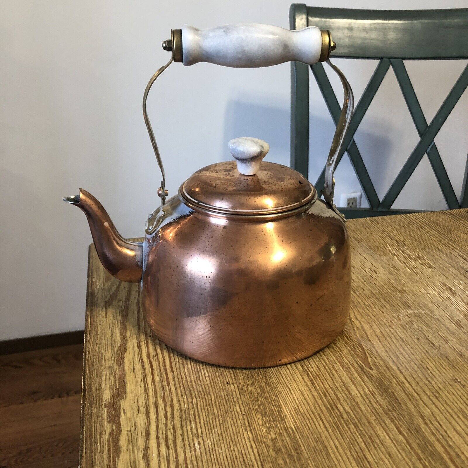 Solid Copper Tea Kettle With Marble Handle And Knob Kitchen Gourmet Himark