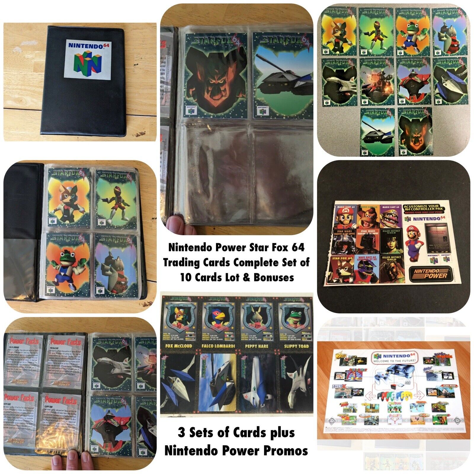 Nintendo Power Star Fox 64 Trading Cards Complete Set of 10 Cards Lot & Bonuses