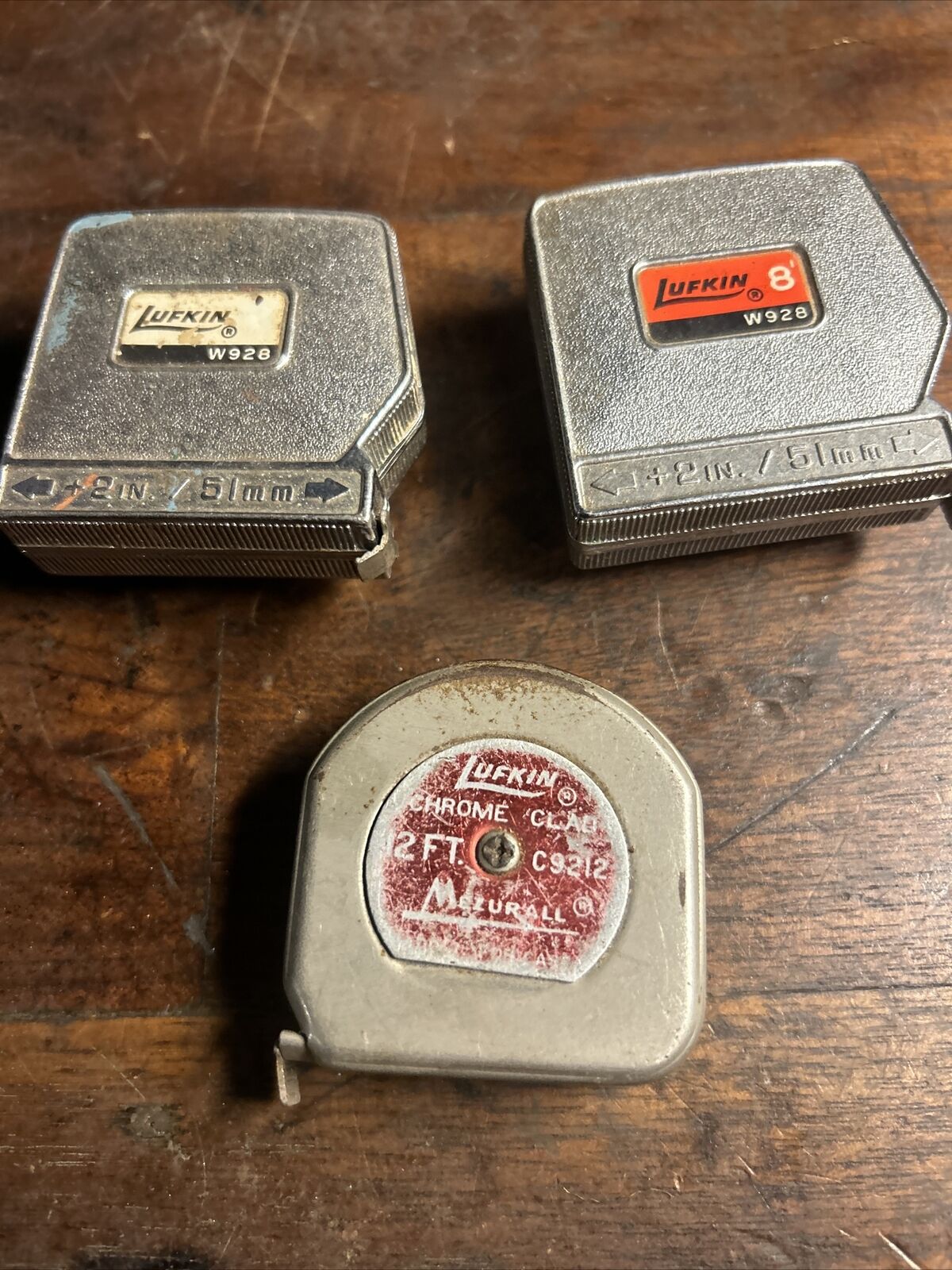 3 Vintage Lufkin Tape Measure 12 Ft & 8’