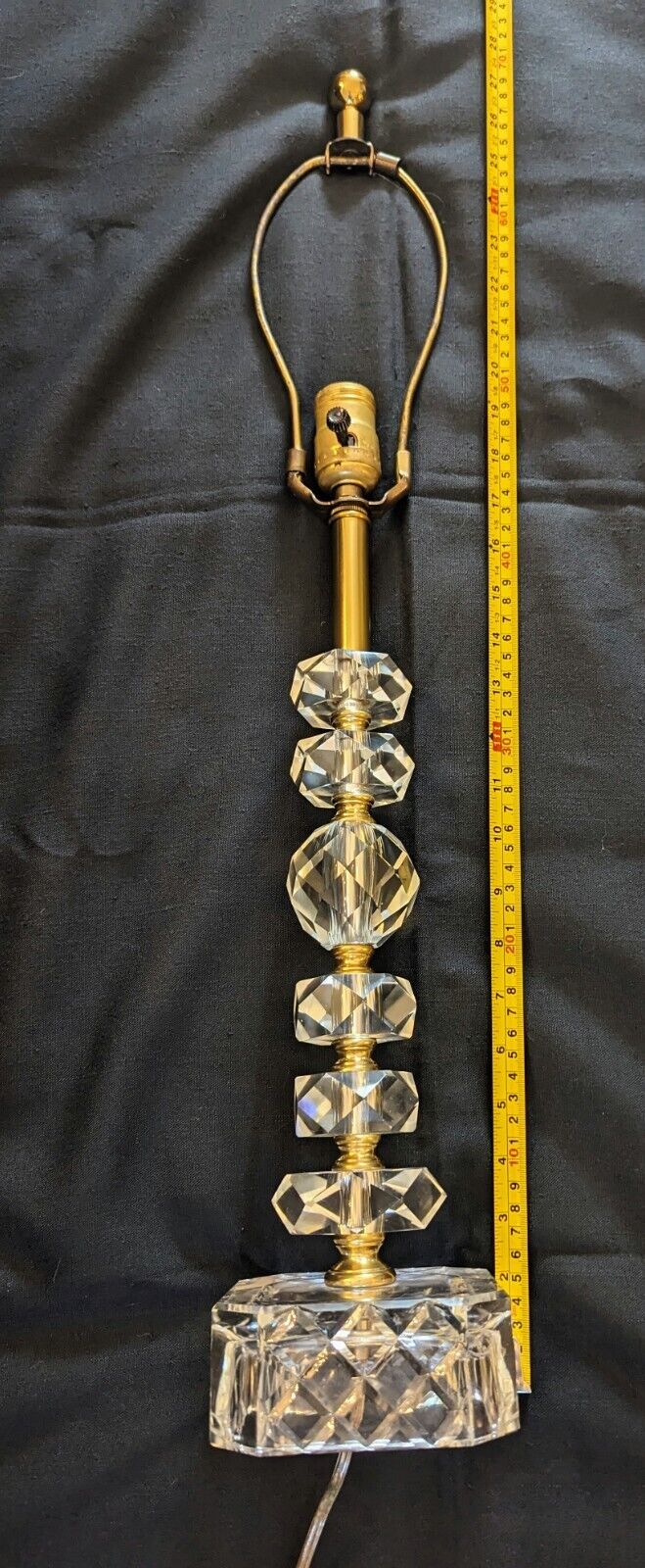 Vintage Leviton Crystal Table Lamp 28” Tall