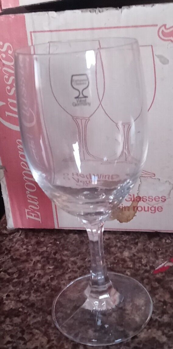 Set of 6 Vintage European Classics West Germany Crystal 10 oz Red Wine Glasses