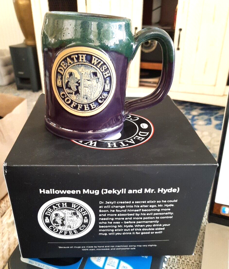 Death Wish Coffee Halloween Mug Dr Jekyll & Hyde Double Sided 2019 3878/4000