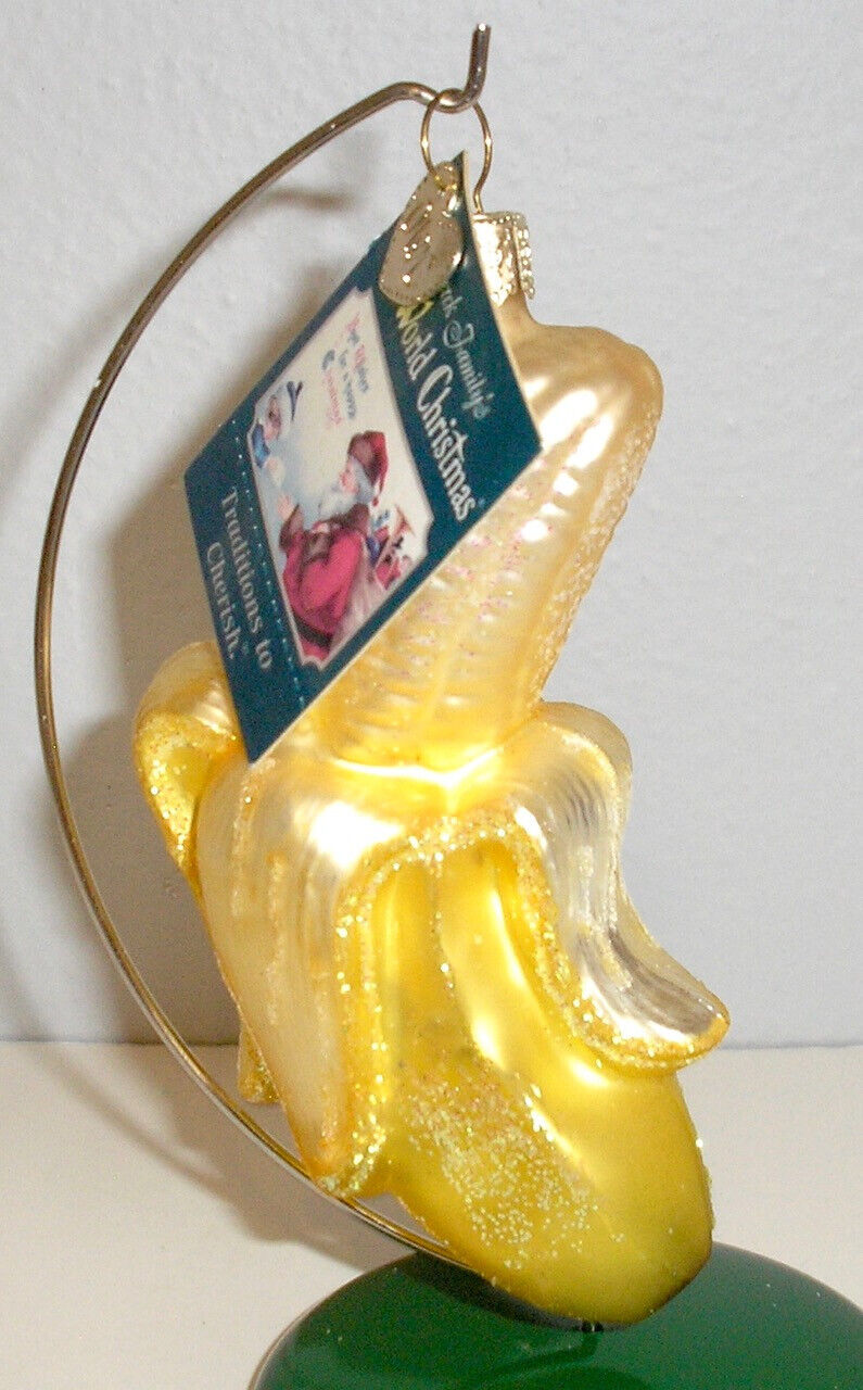 2005 PEELED BANANA - OLD WORLD CHRISTMAS BLOWN GLASS ORNAMENT - NEW W/TAG