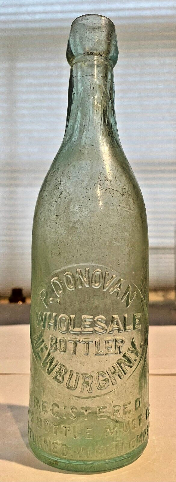 1890s P DONOVAN Blob Beer Bottle NEWBURGH NY Hand Blown ORANGE COUNTY