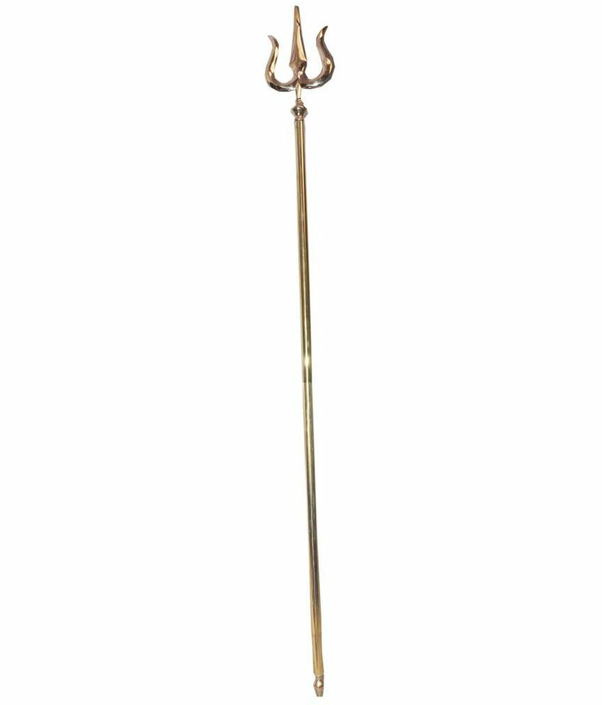 Lord Shiva Trident Brass Trishul Plain Made on Order Approx. 5 to 6 Feet India
