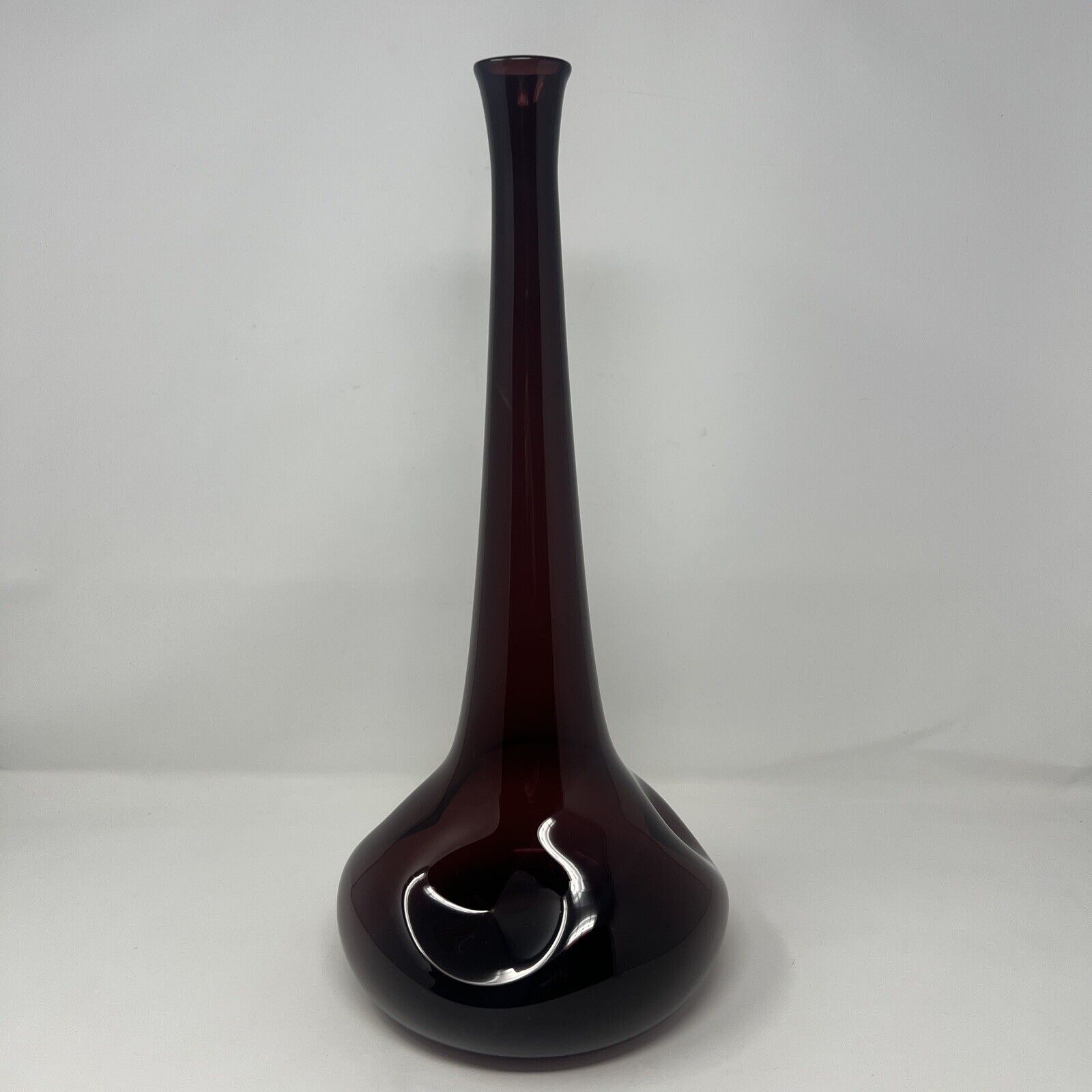 Empoli Italian Amethyst Hand Blown Glass Dimple Vase  17” all