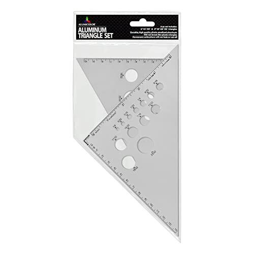 Aluminum Calibrated Drafting Triangle 2 Piece Set 30/60 Degree (8 Inch) & 45/90