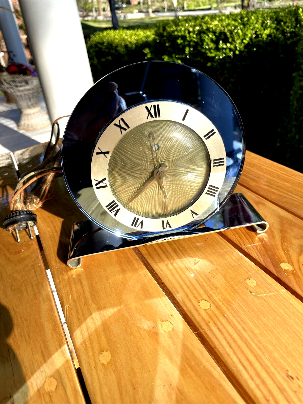 Vintage Art Deco Electron Blue Mirror Clock